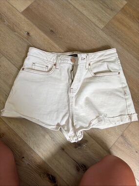 Cream Denim Shorts